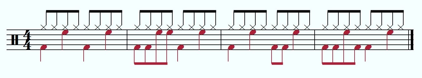 Notation eines Beats mit alternativer Snare