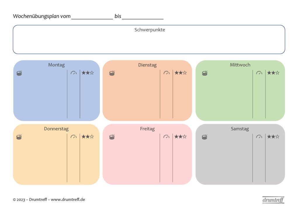 Wochenübeplan für Schlagzeug